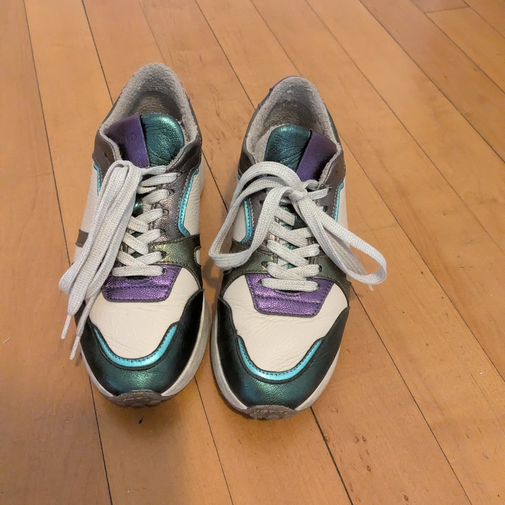 Metallic Leather Euro Sneakers